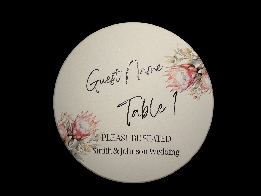 Wedding coaster sample
